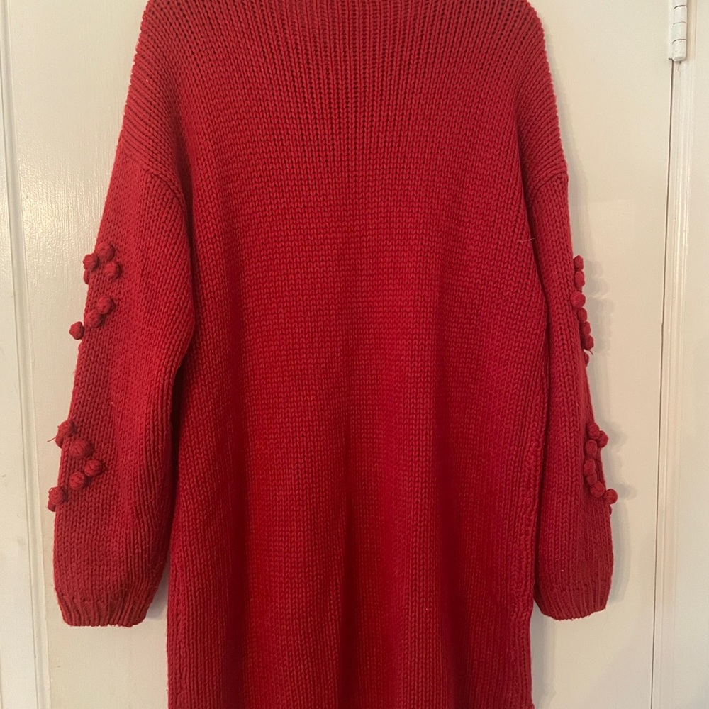 4SI3NNA Anthropologie Red Knit Heart Sweater Dress Size Large - Picture 6 of 6